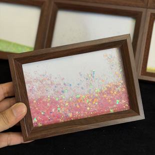 氛围感装饰6寸胡桃木色流沙相框装饰画桌面卧室客厅摆件饰品摆台