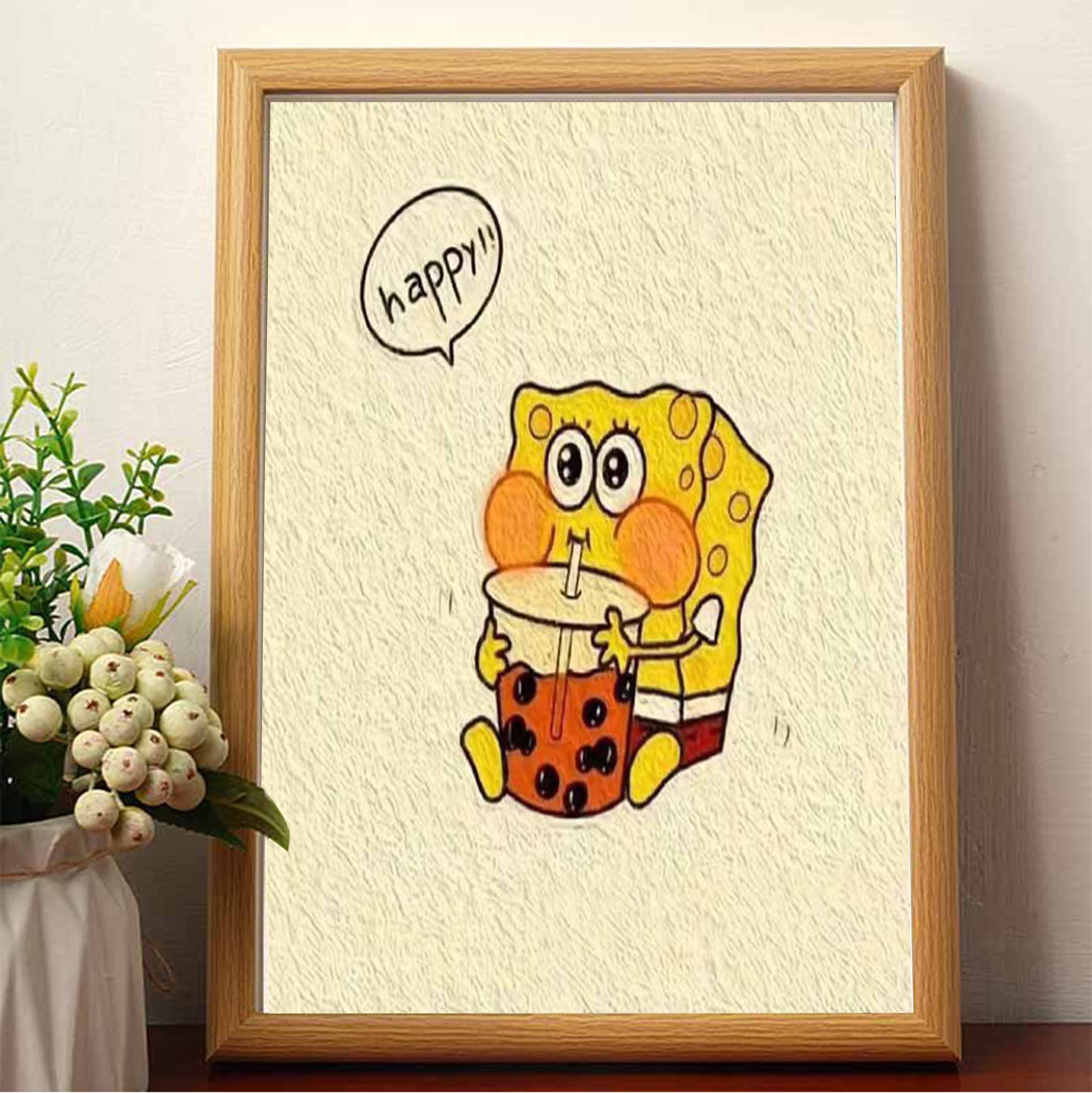 海绵宝宝油画棒相框成品挂墙摆件