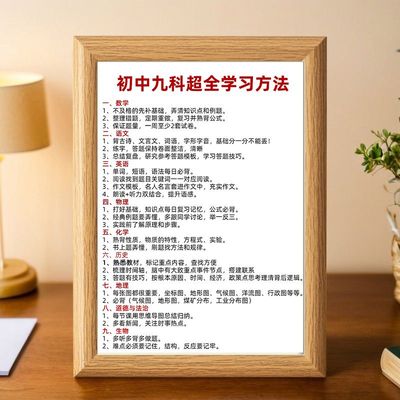 初中九科学习方法摆件座右铭相框