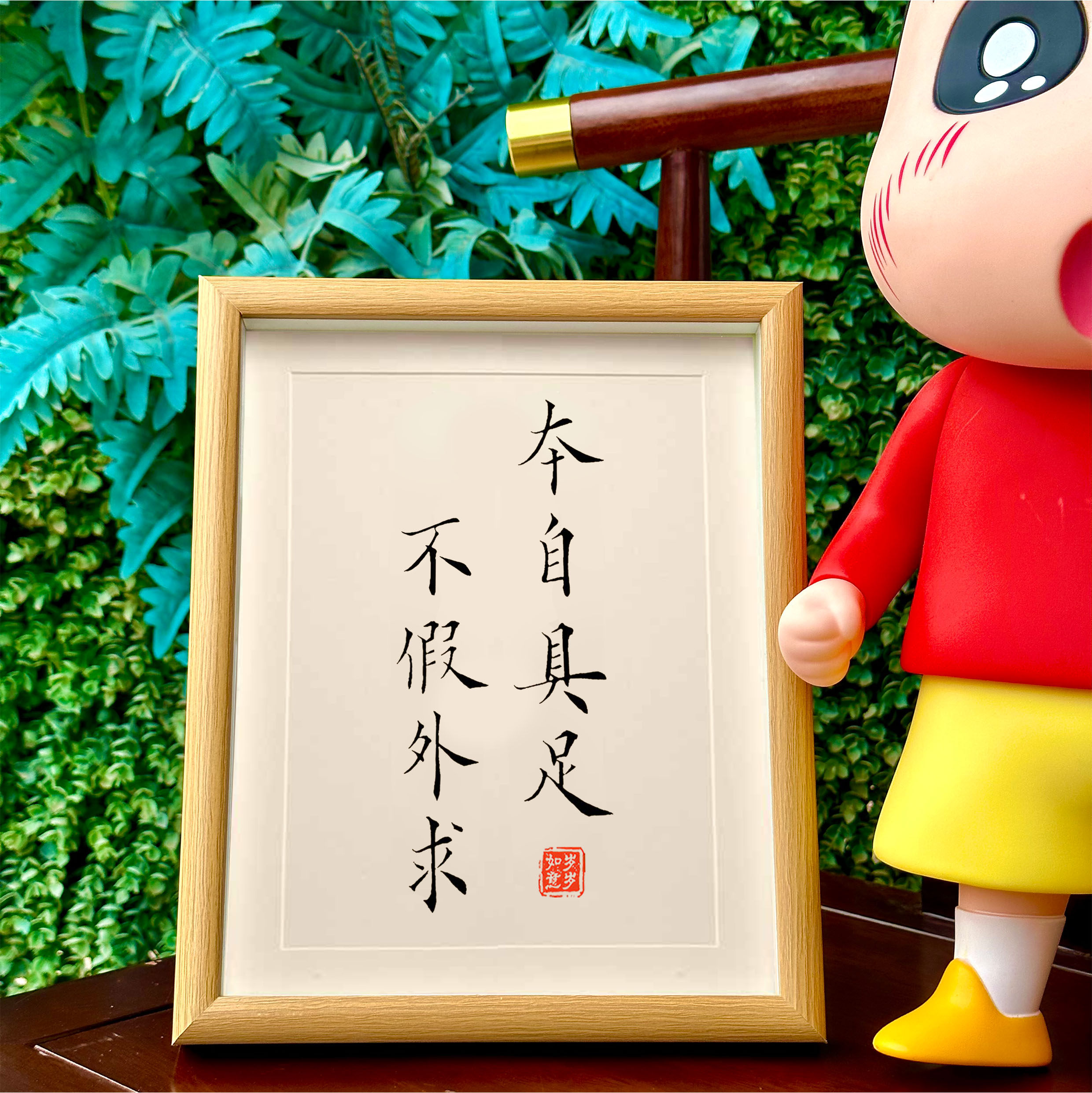 本自具足不假外求励志座右铭字画摆件办公室桌面装饰画手写书法