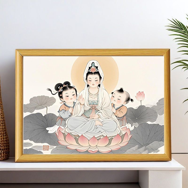 龙凤宝宝摆件相框多子多福观音送子图摆台创意画框房间床头柜装饰图片