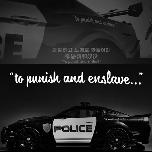 变形金刚路障警车英文拉花to punish and enslave欲惩戒和奴役