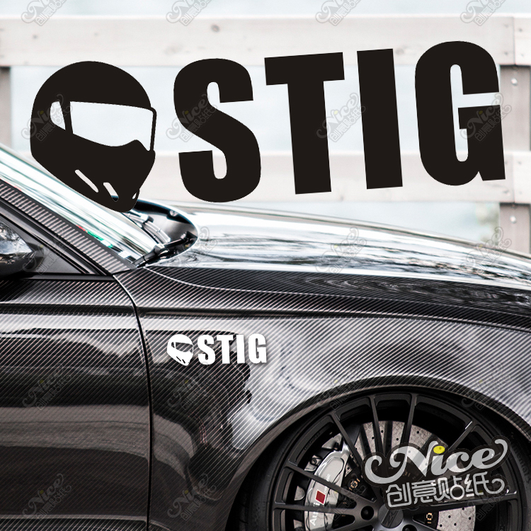Topgear试车手STIG 试替哥创意汽车车贴 划痕贴 挡风玻璃贴纸包邮