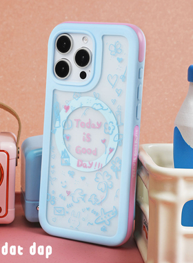 dokdatdap撞色涂鸦原创iPhone16promax手机壳个性少女趣味适用苹果15pro磁吸壳新款可爱卡通苹果16潮流小众款
