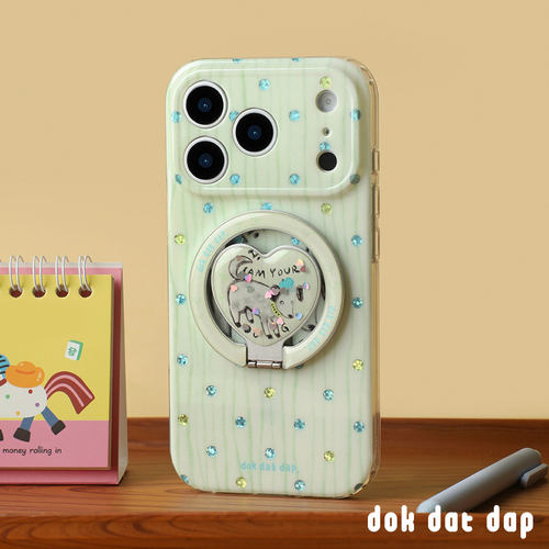 dokdatdap 波点狗狗原创iPhone17pro手机壳个性磁吸适用苹果16pro手机壳可爱镶钻条纹卡通苹果17潮流小众设计