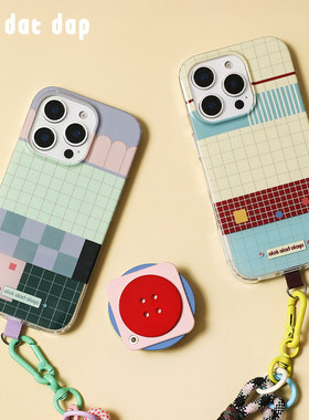 dokdatdap简约格子苹果17promax手机壳iphone16趣味贴钻原创小众设计可爱适用苹果15promax保护套新款苹果14