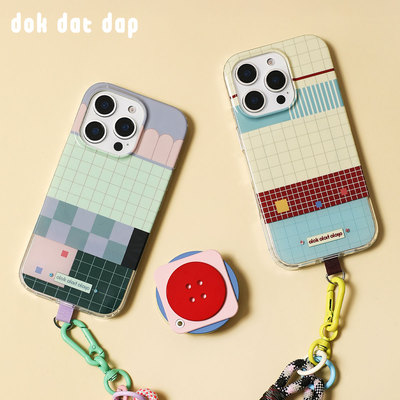 dokdatdap简约格子苹果17promax手机壳iphone16趣味贴钻原创小众设计可爱适用苹果15promax保护套新款苹果14