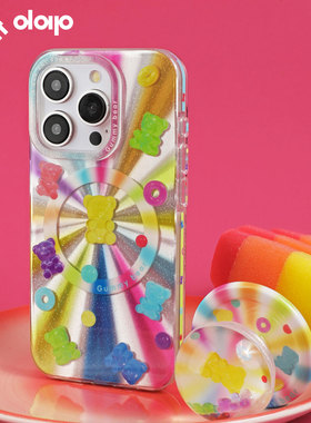 dokdatdap彩色糖果原创iPhone15promax手机壳磁吸个性趣味适用苹果14pro磁吸壳新款镭射苹果13潮流小众设计