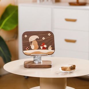 龙猫平板支架实木桌面手机支架创意可爱可折叠调节平板aip支撑架