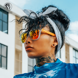 潮流偏光墨镜圆脸防紫外线近视开车网红眼镜 skullrider太阳镜女款