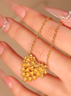 新款镀金仿真黄金心花怒放项链