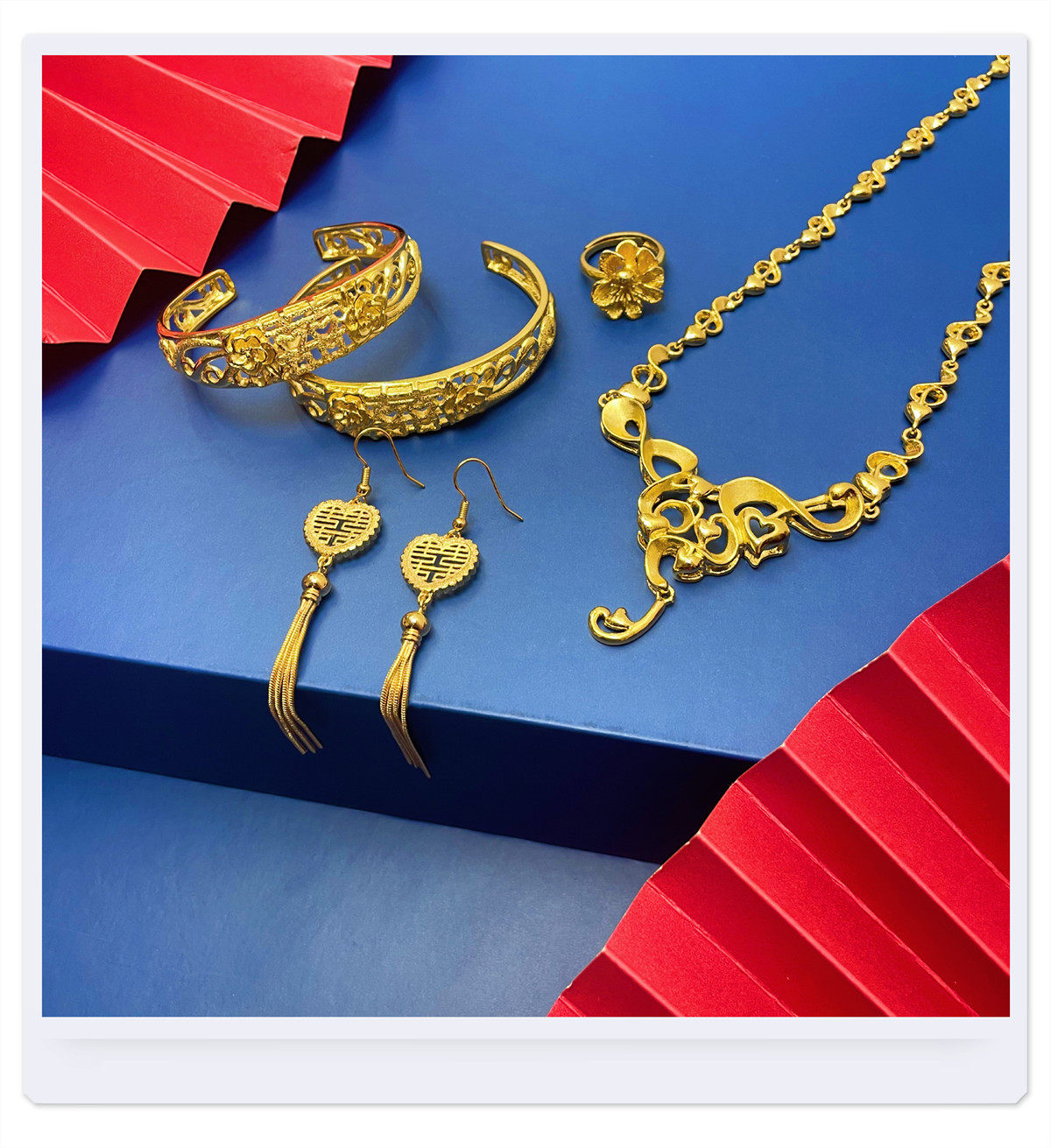 霸气花蕾沙金项链新娘结婚镀金手镯镀金龙凤项链婚嫁套装三金首饰