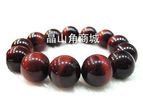 晶山角商城天然红虎眼石手链单珠直径16mm