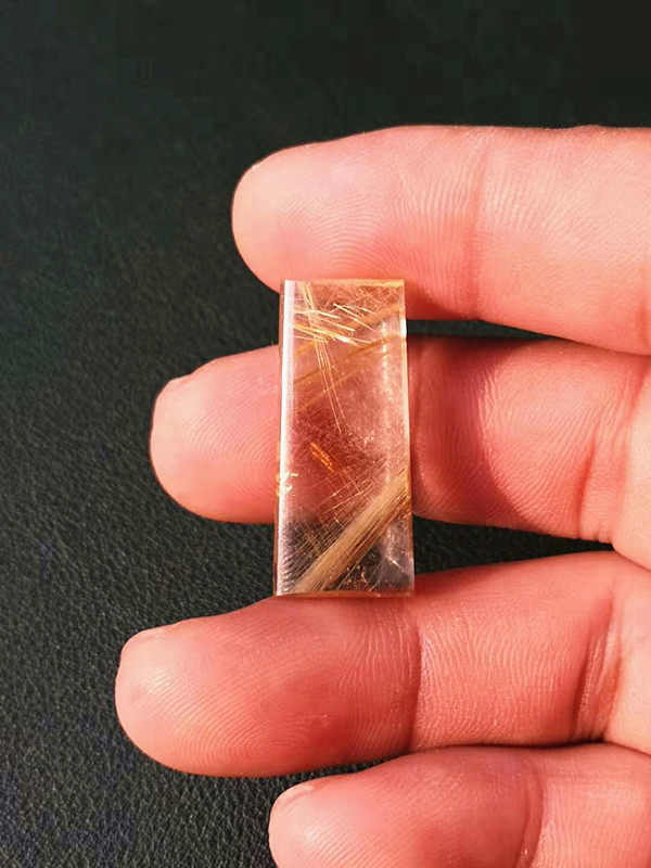 晶山角商城天然钛晶金发晶无事牌吊坠挂件 31×14×7mm 5.8g