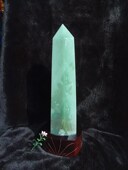 晶山角商城天然绿东陵玉水晶柱 390×99mm净高350mm 绿水晶柱