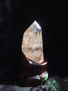 70mm净高160mm 水晶簇摆件210 晶山角商城天然钛晶柱 发晶柱