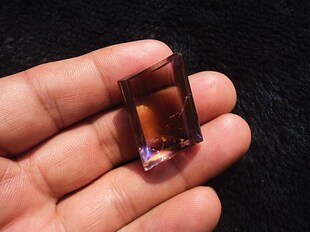 晶山角商城天然紫黄晶水晶吊坠 无事牌吊坠 37×20×13mm13.6g