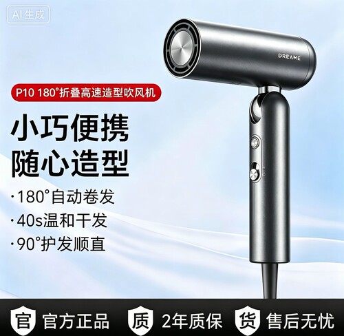 【春晚品牌】追觅P10pure便携电吹风机折叠负离子护发高效干发