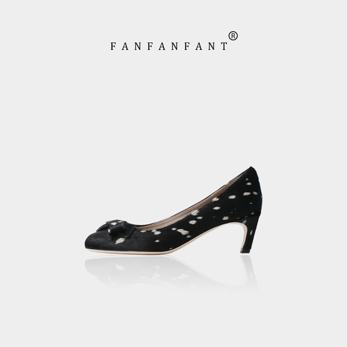 fanfanfant高跟鞋蝴蝶结圆头舒适