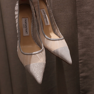 太美了 网纱尖头8.5CM高级婚鞋 仙女 型透气高跟鞋 LOVE85版 真