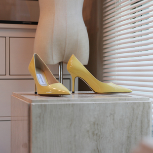 尖头8.5CM高跟鞋 牛漆皮 LOVE85版 型 如履平地 工作鞋 鹅蛋黄
