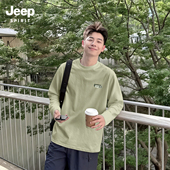 休闲宽松男士 JEEP吉普长袖 上衣X 纯棉打底衫 男款 t恤男2026春季 新款