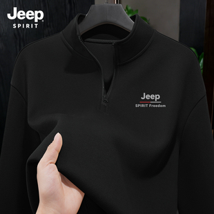 JEEP吉普卫衣男春季半拉链美式高街潮流衣服男款大码宽松男装外套