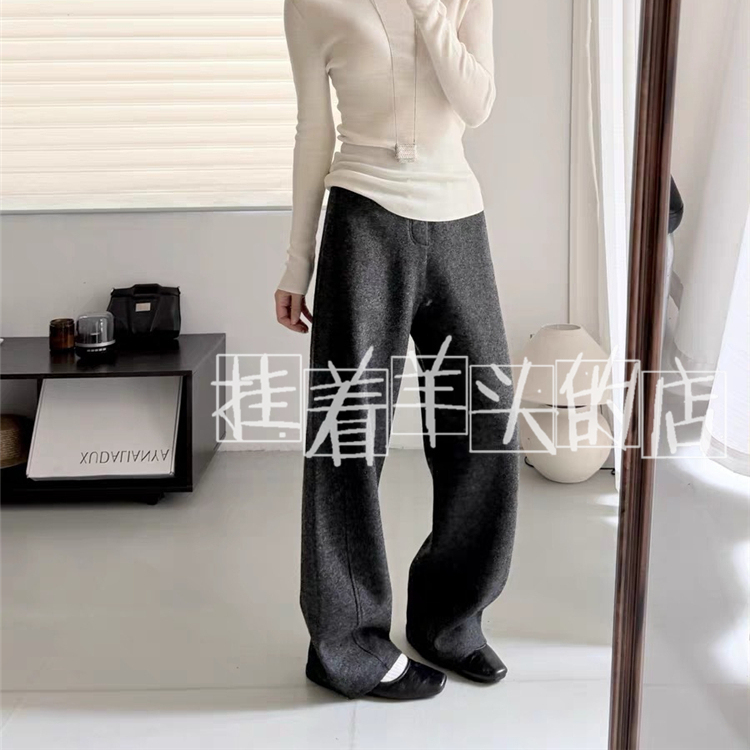 【羊家】开jian同款 易打理澳洲针织羊毛香蕉奶奶裤 女