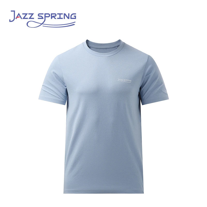 25款JAZZ SPRING户外夏圆领T恤蓝色透气柔软时尚百搭简约运动休闲