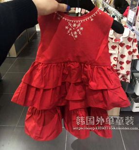 夏装 小雨伞洋气宝宝红色背心蛋糕裙子两件套装 韩国网红女童装 新品
