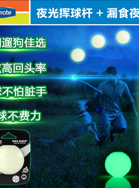 Petmate美国进口Chuckit夜间宠物狗玩具球防丢夜光弹力球挥捡球杆