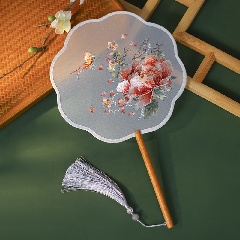 团扇双面刺绣古风苏绣扇子中国风女式汉服旗袍古装儿童夏季舞蹈扇 - 封面