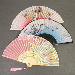 小复古布古典古风折扇 日式 扇子折扇中国风舞蹈扇女夏季 折叠扇古装
