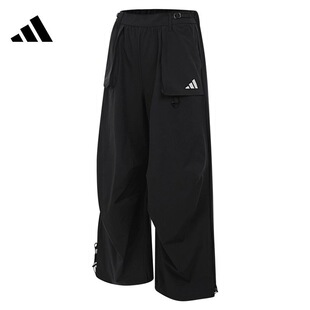 adidas 舒适透气柔软亲肤阔腿休闲裤女款 JZ2171