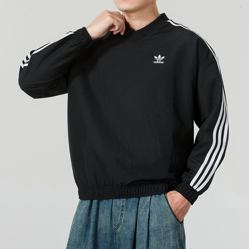 adidas originals 经典条纹舒适套头长袖卫衣男款 IZ4804