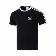 adidas 复古足球运动休闲时尚条纹短袖T恤男款 KB2459