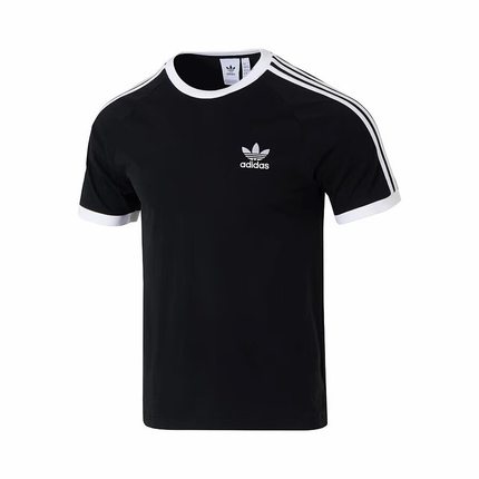 adidas 复古足球运动休闲时尚条纹短袖T恤男款 KB2459