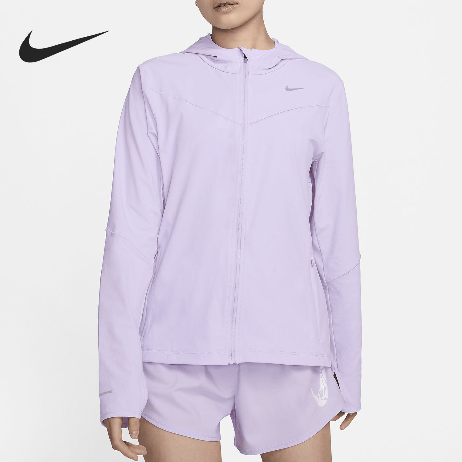 Nike Swift UV 反光设计休闲连帽透气跑步夹克外套女款FB7481-512