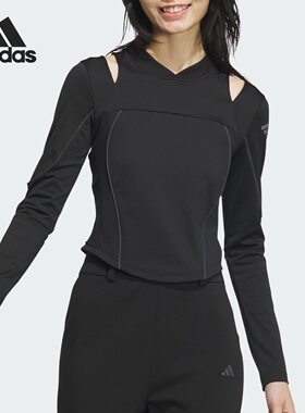 adidas  条纹印花V领修身长袖T恤女款 JJ1084