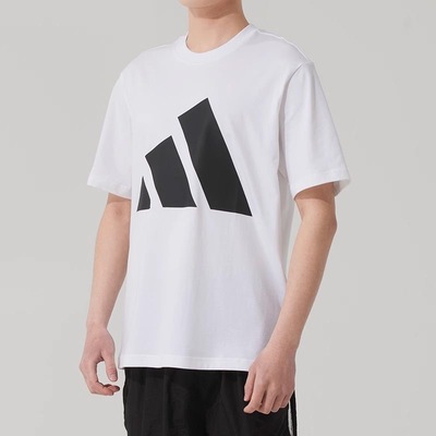 adidas 舒适百搭柔软透气圆领休闲短袖T恤男款 JE8943