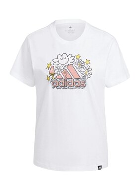 adidas 字母卡通图案印花美式复古圆领短袖T恤女款 IB4887