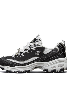Skechers斯凯奇 D'LITES 1.0 防滑透气低帮老爹鞋女款 12241-BKW
