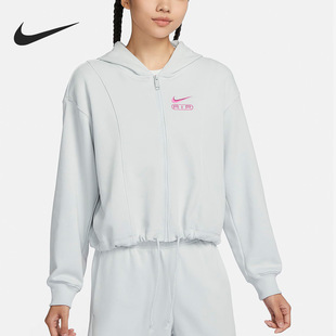 Nike Air 字母logo刺绣连帽拉链开衫短款外套卫衣女款 FN1895-025