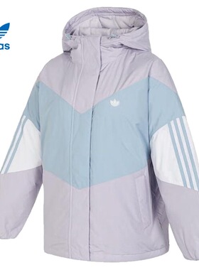 adidas originals 保暖拼色运动连帽羽绒服女款 IU4784