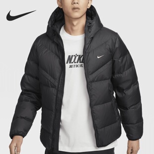 Nike 舒适百搭时尚连帽保暖拉链羽绒服男款 HQ4183-010
