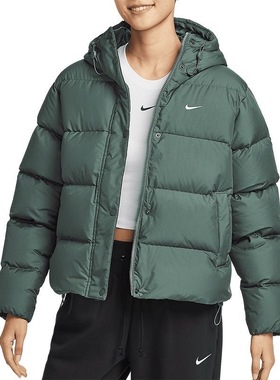 Nike 纯色防寒防风宽松连帽保暖羽绒服女款 FZ5929-338