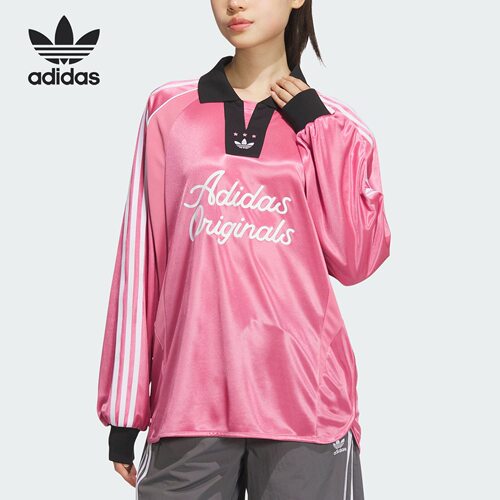 adidas originals  舒适时尚长袖条纹Polo衫 男女同款 JD1128