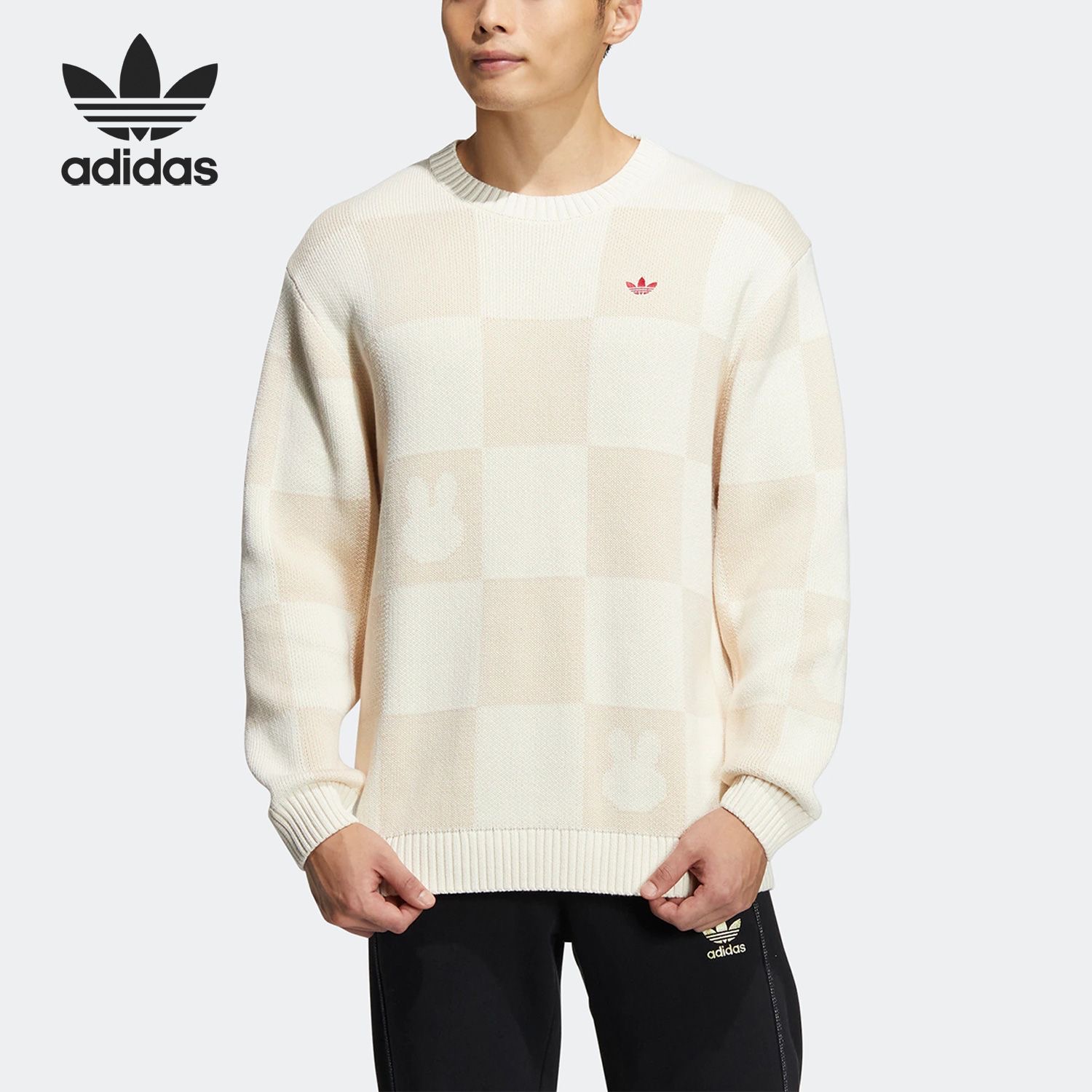 adidas originals 舒适百搭圆领套头针织衫男女同款 HY7272
