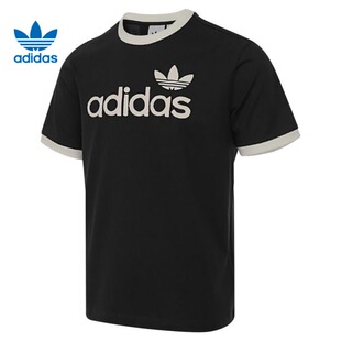 adidas originals 美式复古舒适休闲撞色印花短袖T恤男款 JC8372