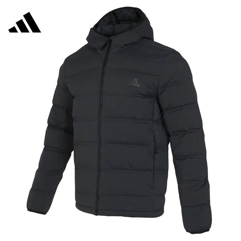 adidas 防寒保暖长袖短款连帽男子羽绒服 IK3174